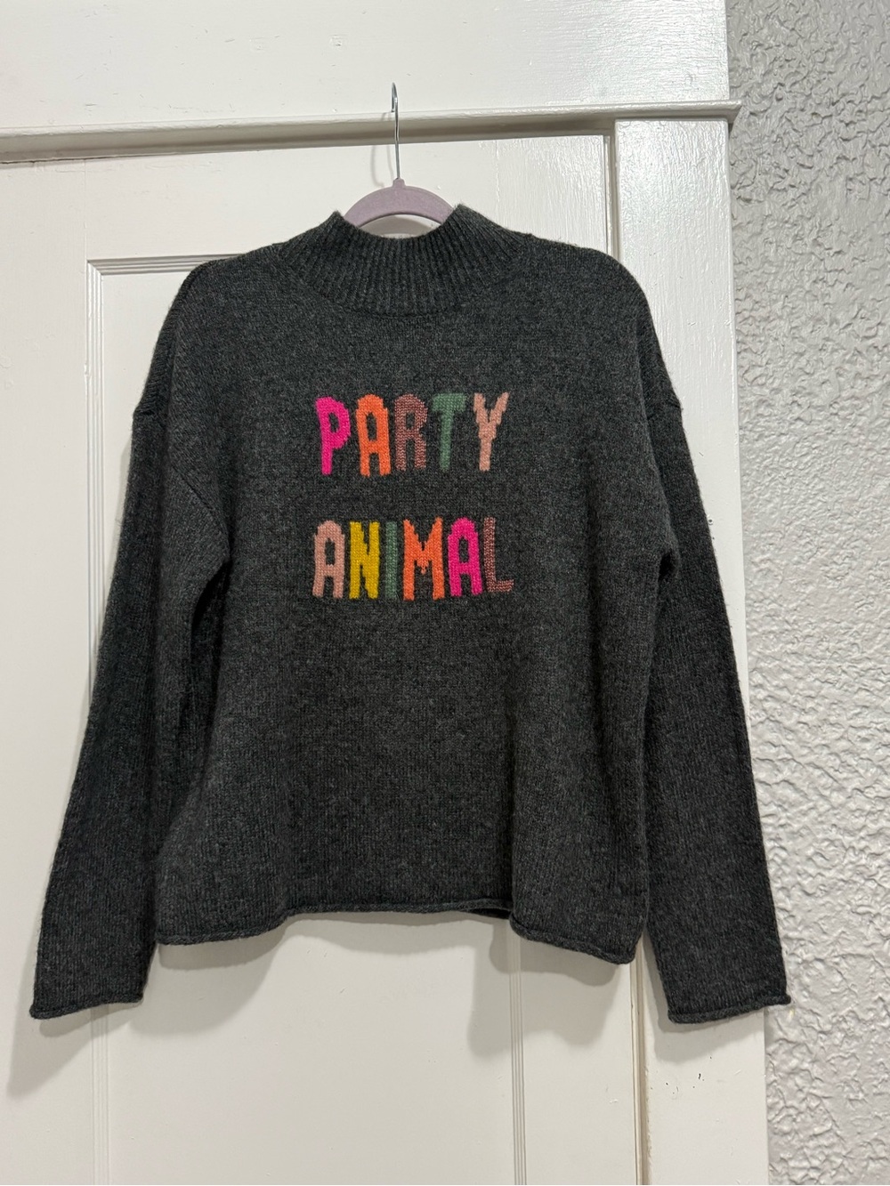 Dark Gray "Party Animal" Rollneck Sweater